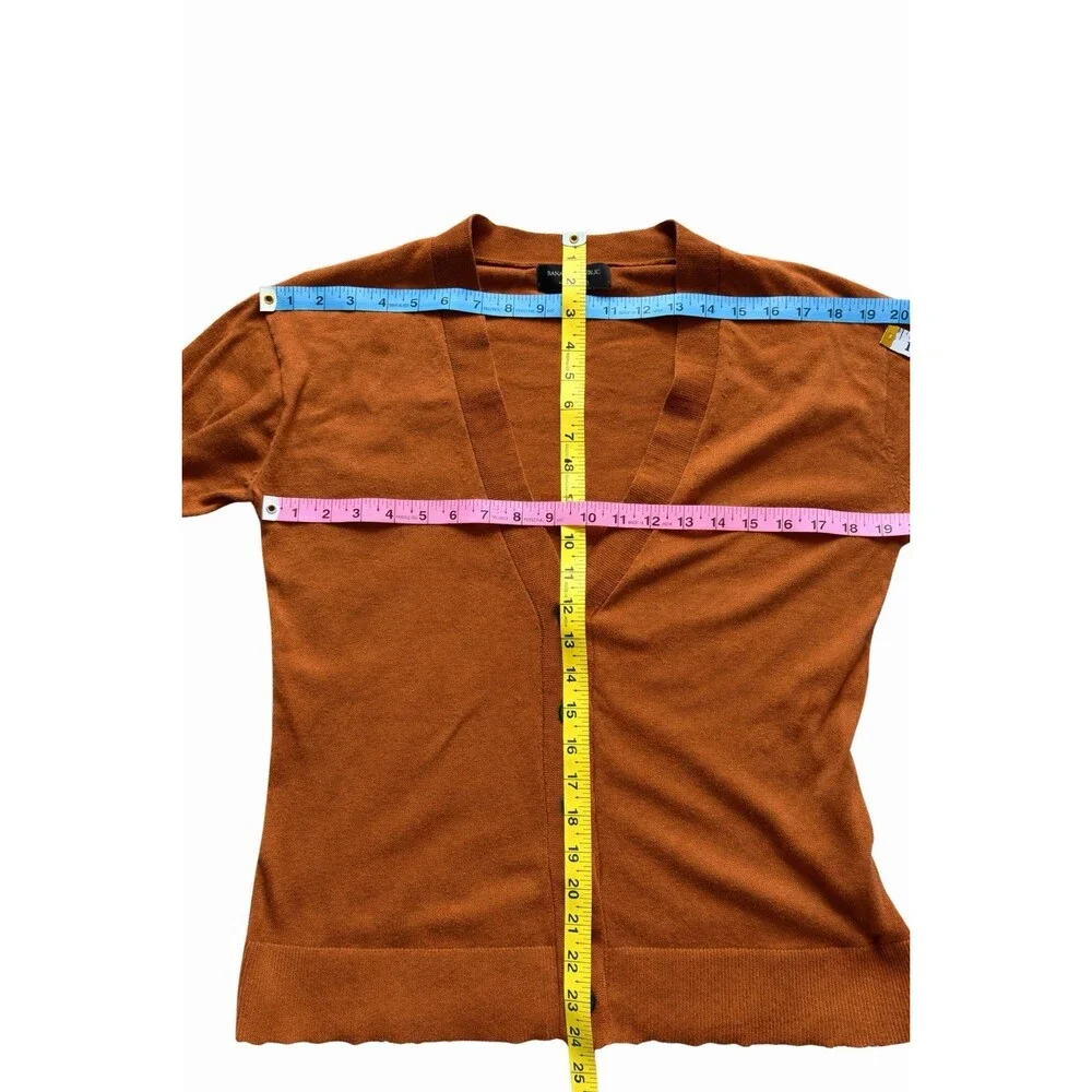 Banana Republic Forever Sweater Cardigan Small Rust Orange Cotton Blend V-Neck - Picture 6 of 7